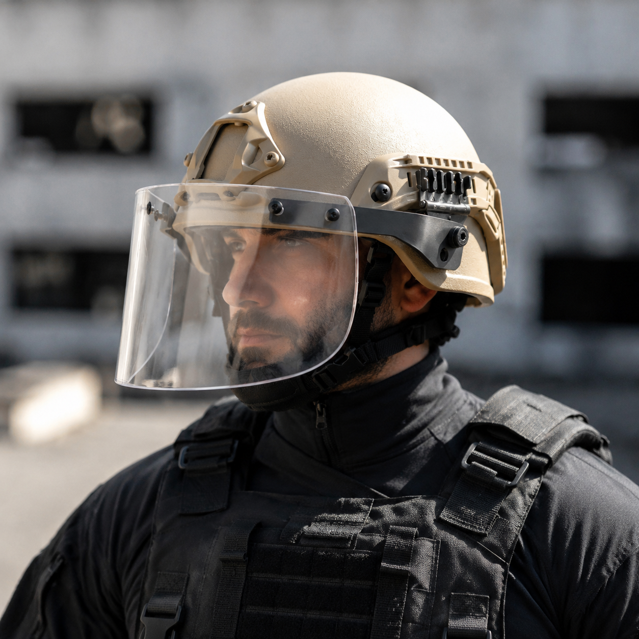 NIJ IIIA MICH 2000 ACH Ballistic Helmet with Removable Visor